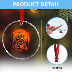 Bigfoot Dirt Bike Crystal Glass Ornament Sasquatch Halloween Creepy Biker TS14 Print Your Wear