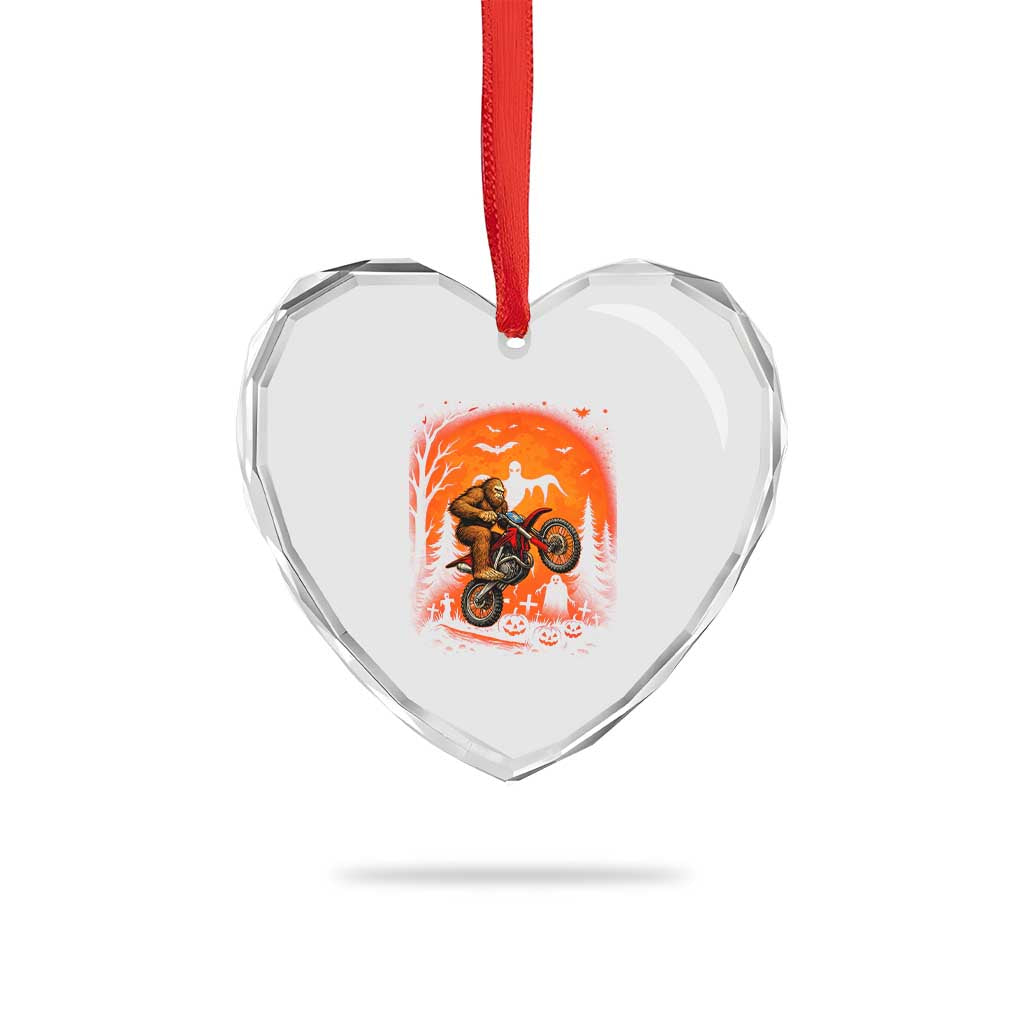 Bigfoot Dirt Bike Heart Crystal Glass Ornament Sasquatch Halloween Creepy Biker TS14 Print Your Wear