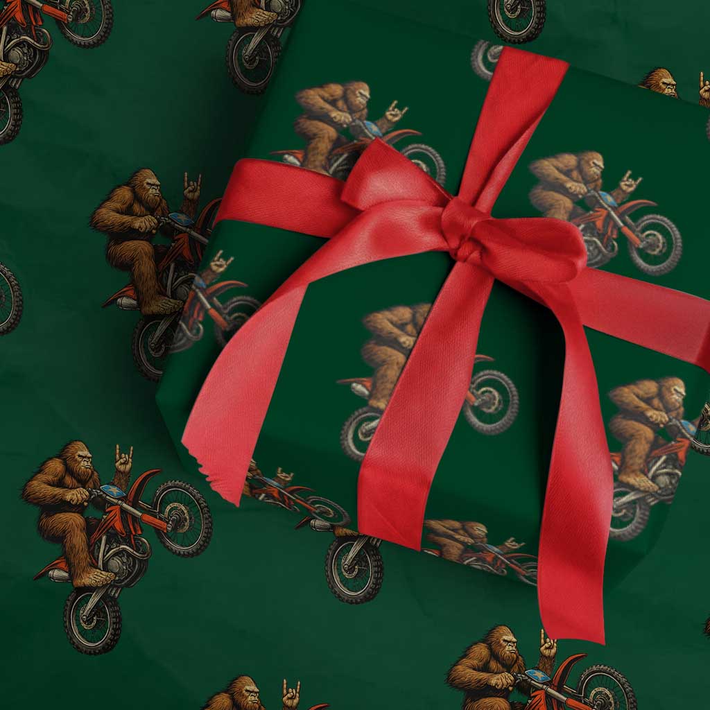 Bigfoot Dirt Bike Wrapping Paper Roll Motocross Sasquatch Rock On Hand TS14 Green Print Your Wear