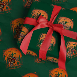 Bigfoot Dirt Bike Wrapping Paper Roll Sasquatch Halloween Creepy Biker TS14 Green Print Your Wear