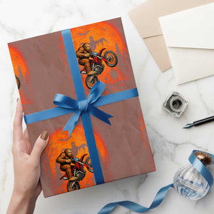 Bigfoot Dirt Bike Wrapping Paper Roll Sasquatch Halloween Creepy Biker TS14 Mocha Print Your Wear