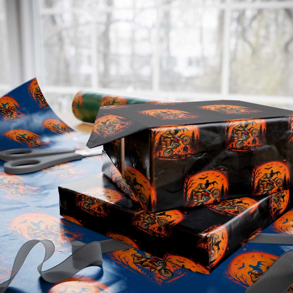 Bigfoot Dirt Bike Wrapping Paper Roll Sasquatch Halloween Creepy Biker TS14 Black Print Your Wear