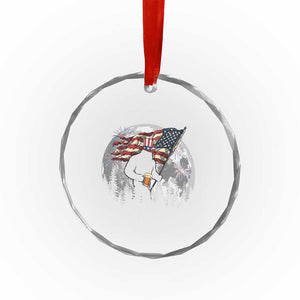 Bigfoot Drinking Beer 4th of July Crystal Glass Ornament Sasquatch Hiking Moon American Flag TS14 Print Your Wear