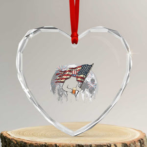 Bigfoot Drinking Beer 4th of July Heart Crystal Glass Ornament Sasquatch Hiking Moon American Flag TS14 Transparent Glass 3'' Heart Print Your Wear