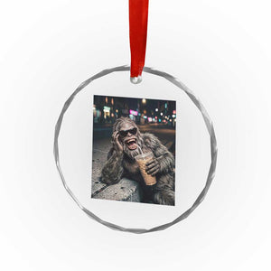 Bigfoot Drinking Iced Coffee Crystal Glass Ornament Funny Sasquatch Streetwear TS14 Print Your Wear