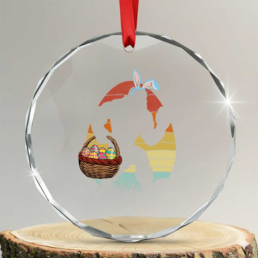 Bigfoot Easter Crystal Glass Ornament Bunny Sasquatch Eggs Retro TS10 Transparent Glass 3'' Circle Print Your Wear