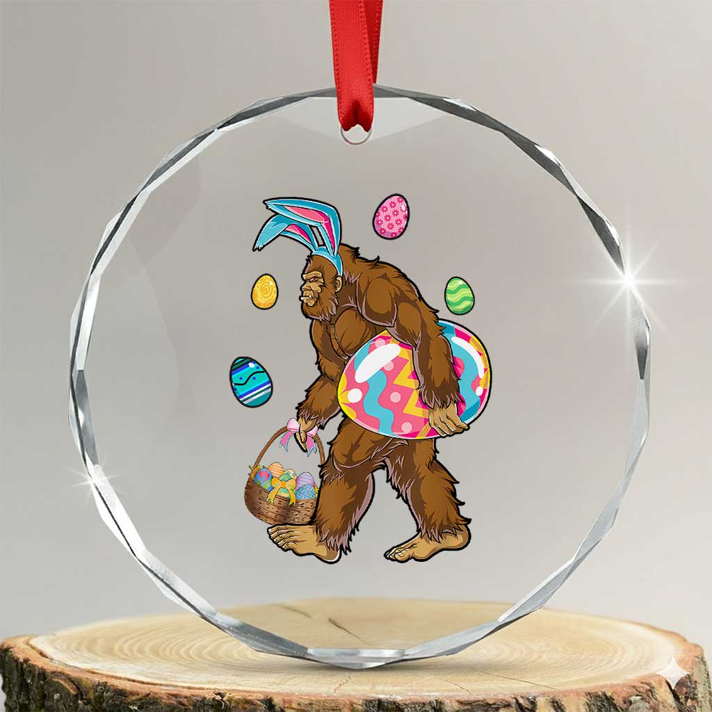 Bigfoot Easter Crystal Glass Ornament Funny Sasquatch Eggs Hunting TS10 Transparent Glass 3'' Circle Print Your Wear