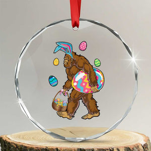 Bigfoot Easter Crystal Glass Ornament Funny Sasquatch Eggs Hunting TS10 Transparent Glass 3'' Circle Print Your Wear