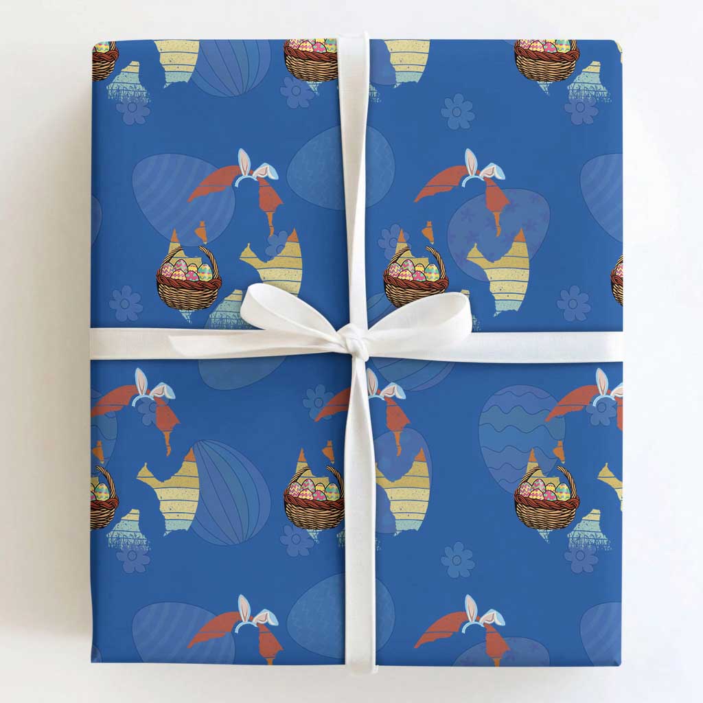 Bigfoot Easter Wrapping Paper Roll Bunny Sasquatch Eggs Retro TS10 Royal Blue Print Your Wear
