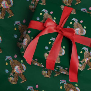 Bigfoot Easter Wrapping Paper Roll Funny Sasquatch Eggs Hunting TS10 Green Print Your Wear