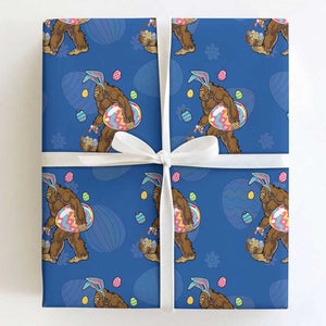Bigfoot Easter Wrapping Paper Roll Funny Sasquatch Eggs Hunting TS10 Royal Blue Print Your Wear