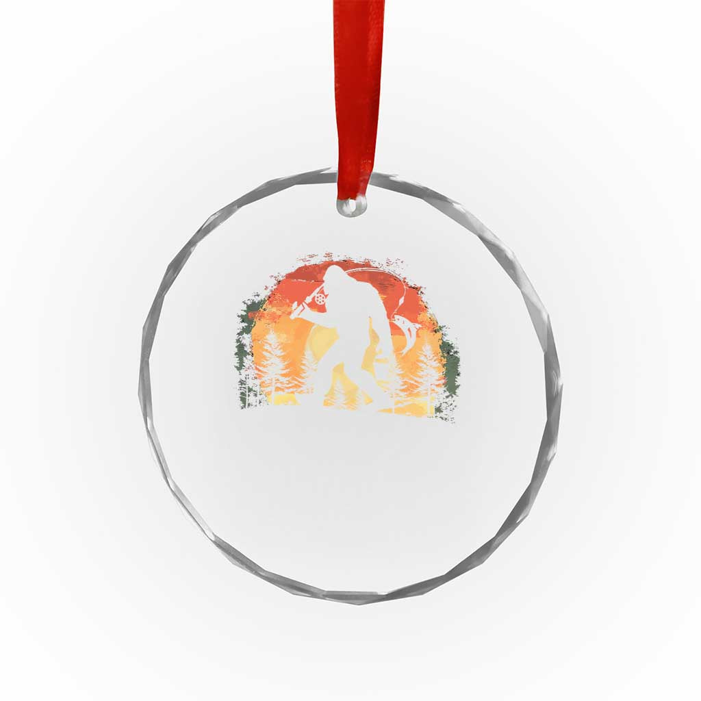 Bigfoot Fishing Crystal Glass Ornament Funny Retro Sasquatch Fisherman Dad TS10 Print Your Wear