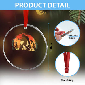 Bigfoot Fishing Crystal Glass Ornament Funny Retro Sasquatch Fisherman Dad TS10 Print Your Wear