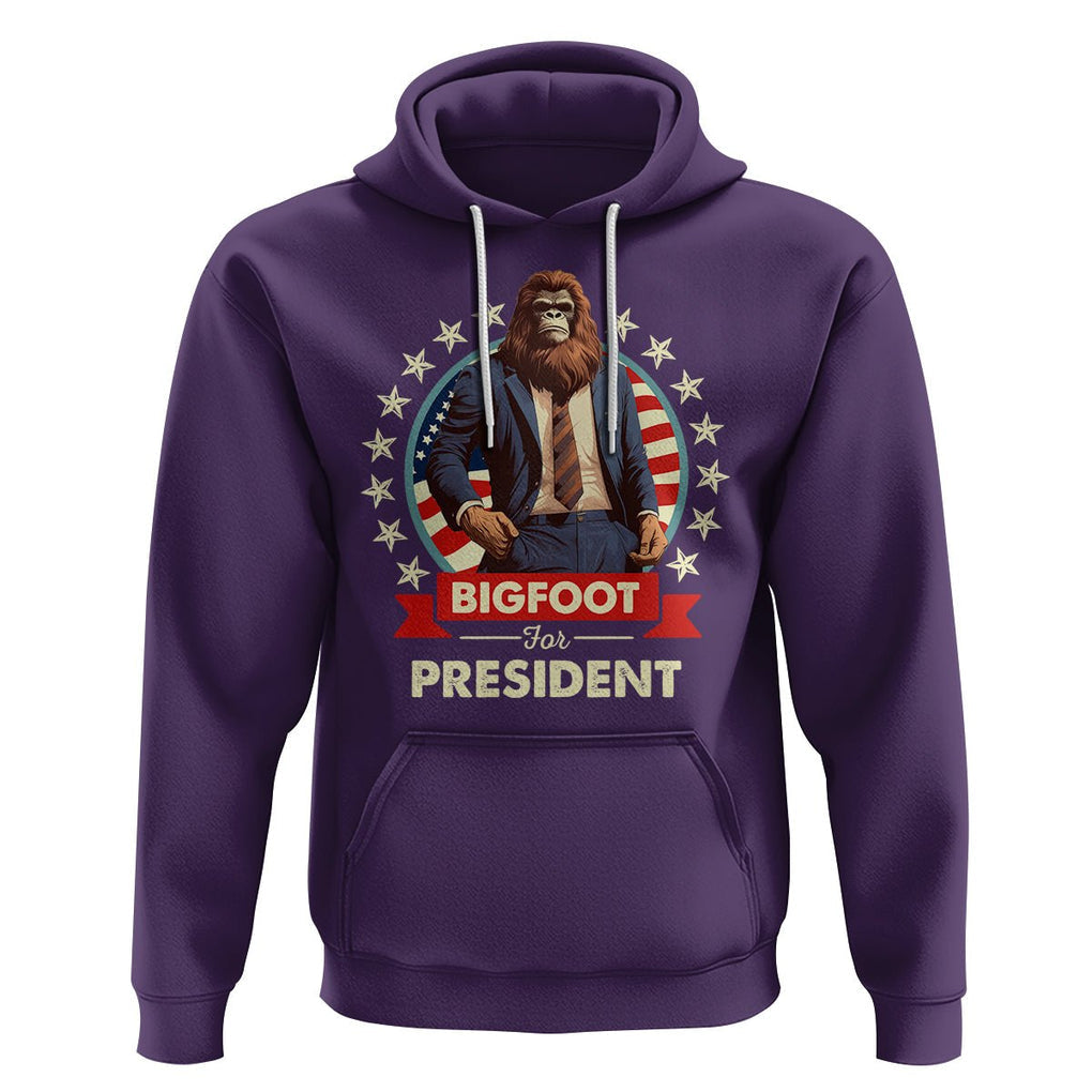 Bigfoot For President Hoodie Funny American USA Flag Sasquatch Election TS09 Purple Printyourwear