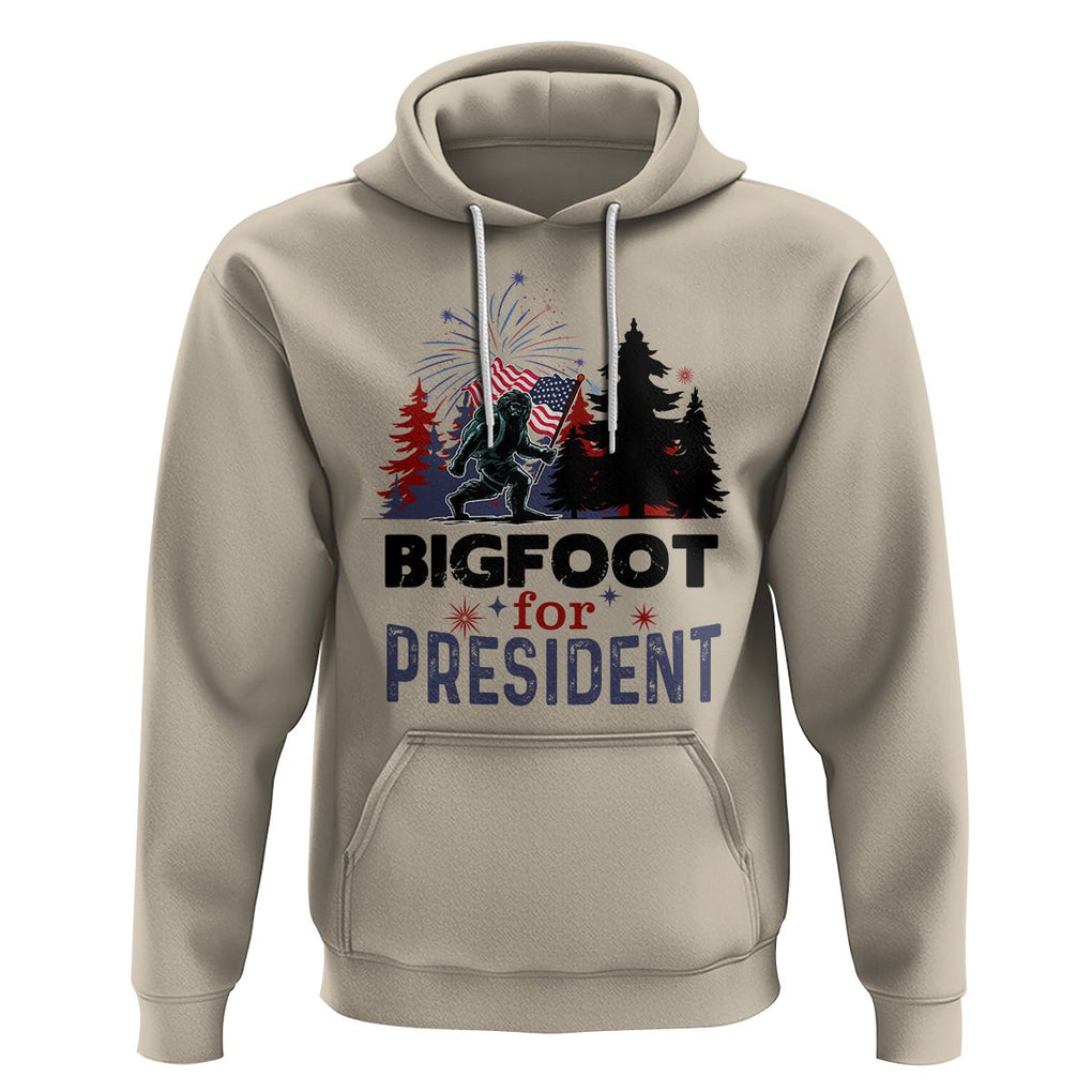 Bigfoot For President Hoodie Funny American USA Flag Sasquatch Election TS09 Sand Printyourwear