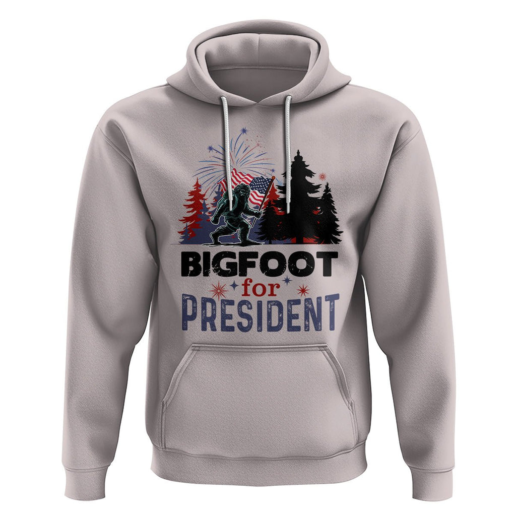 Bigfoot For President Hoodie Funny American USA Flag Sasquatch Election TS09 Ice Gray Printyourwear