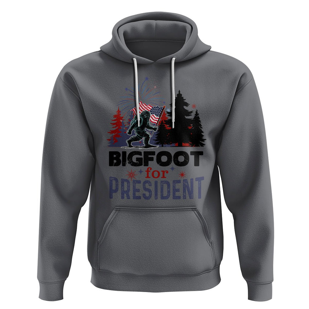 Bigfoot For President Hoodie Funny American USA Flag Sasquatch Election TS09 Charcoal Printyourwear