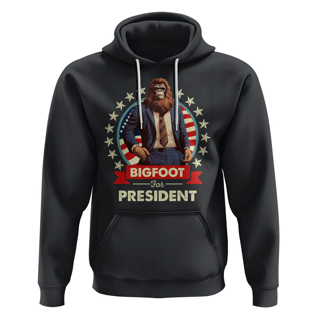 Bigfoot For President Hoodie Funny American USA Flag Sasquatch Election TS09 Black Printyourwear