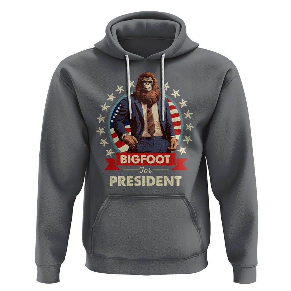Bigfoot For President Hoodie Funny American USA Flag Sasquatch Election TS09 Charcoal Printyourwear