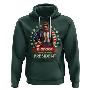 Bigfoot For President Hoodie Funny American USA Flag Sasquatch Election TS09 Dark Forest Green Printyourwear