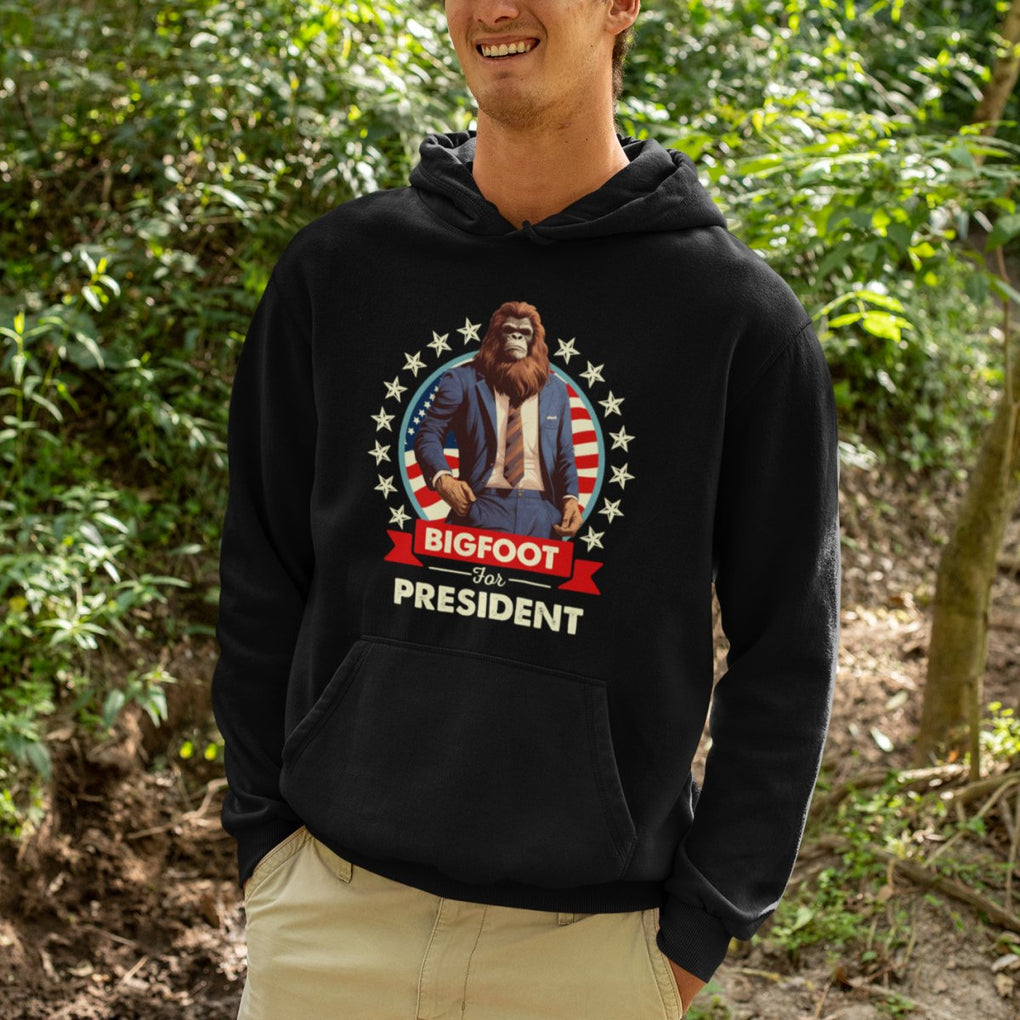 Bigfoot For President Hoodie Funny American USA Flag Sasquatch Election TS09 Printyourwear