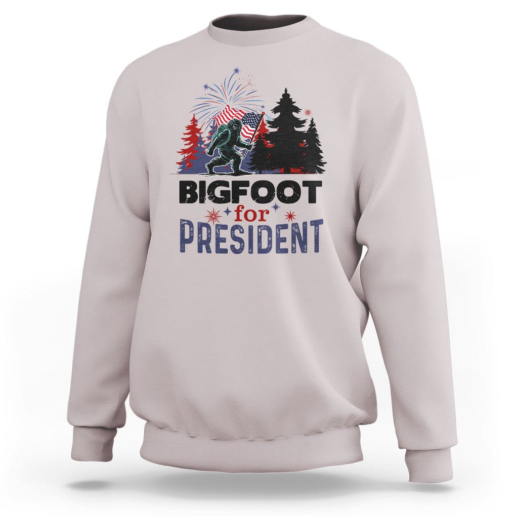 Bigfoot For President Sweatshirt Funny American USA Flag Sasquatch Election TS09 Ice Gray Printyourwear