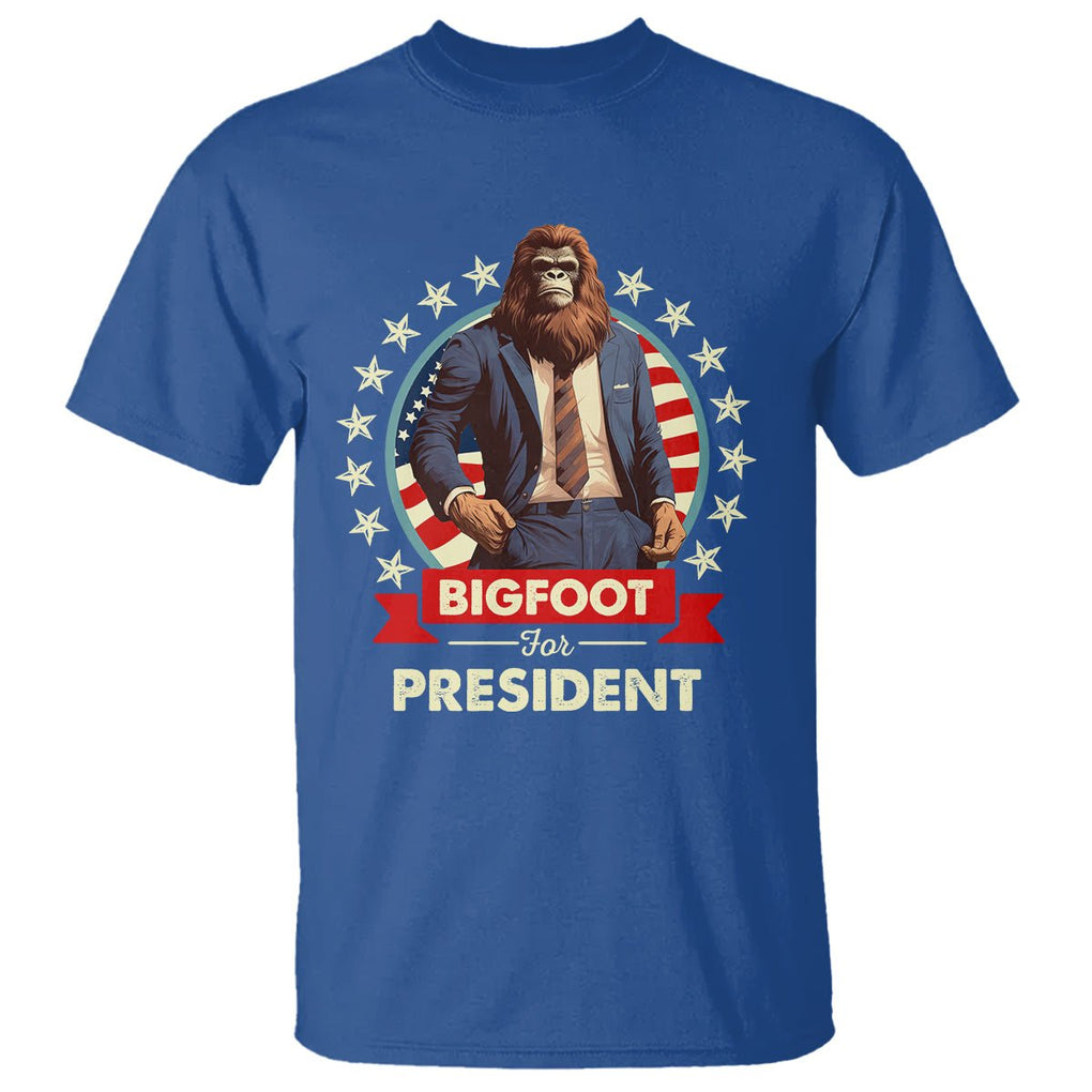 Bigfoot For President T Shirt Funny American USA Flag Sasquatch Election TS09 Royal Blue Printyourwear
