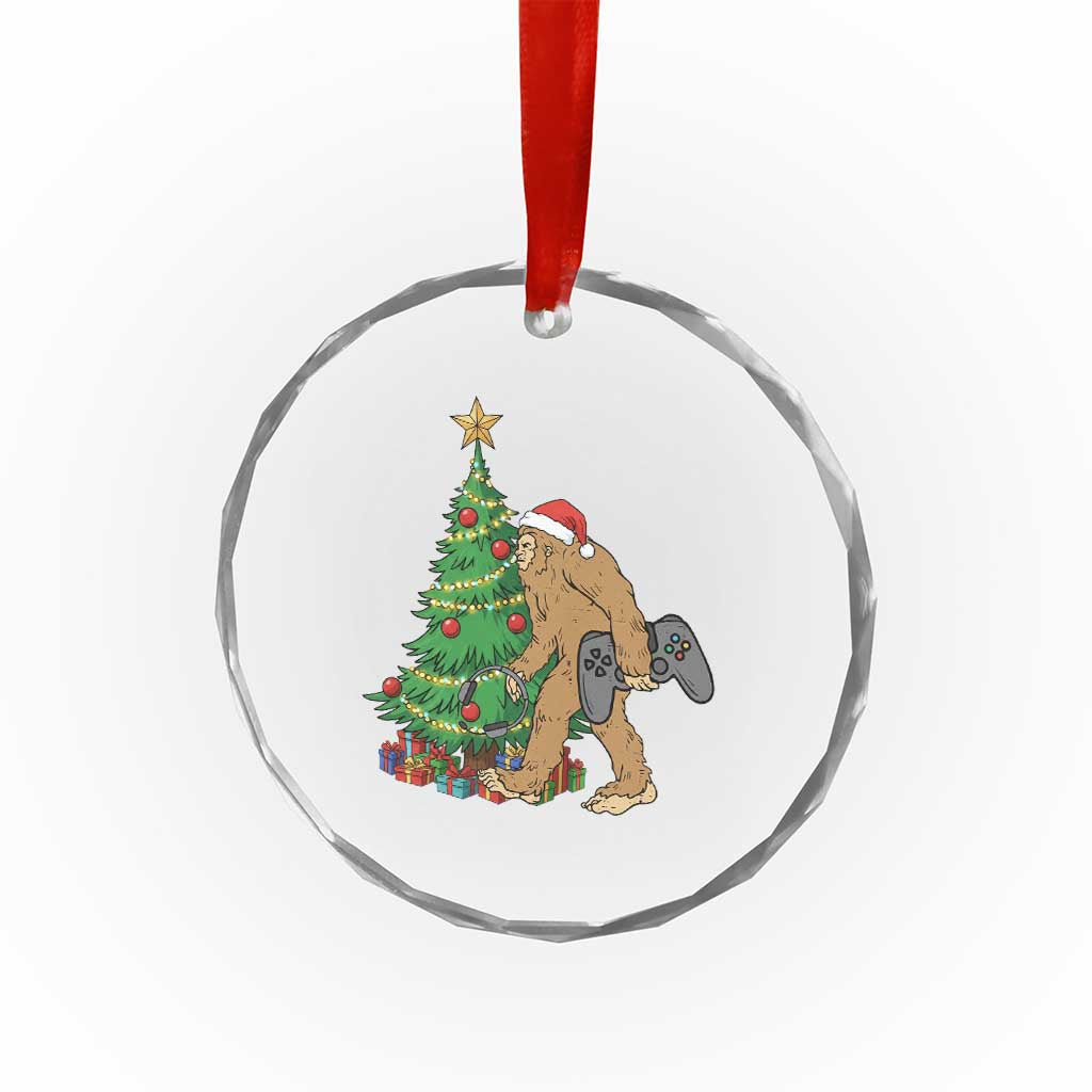 Bigfoot Gamer Christmas Crystal Glass Ornament Funny Sasquatch Gaming Xmas TS14 Print Your Wear