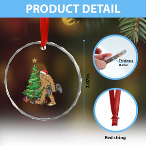 Bigfoot Gamer Christmas Crystal Glass Ornament Funny Sasquatch Gaming Xmas TS14 Print Your Wear