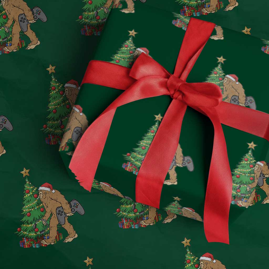Bigfoot Gamer Christmas Wrapping Paper Roll Funny Sasquatch Gaming Xmas TS14 Green Print Your Wear