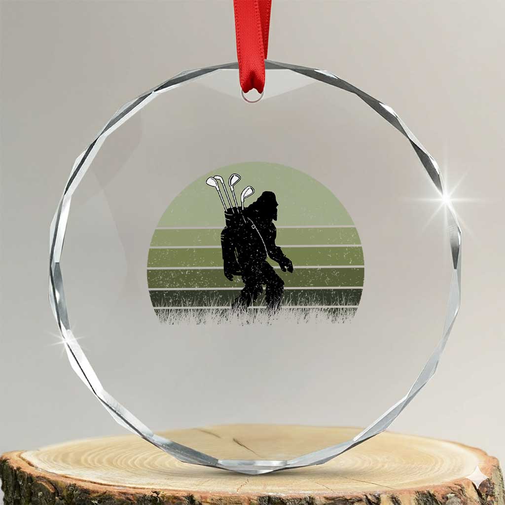 Bigfoot Golfer Crystal Glass Ornament Funny Sasquatch Golfing Golf Balls TS10 Transparent Glass 3'' Circle Print Your Wear