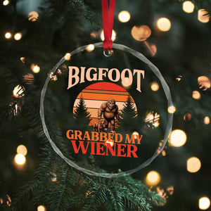 Bigfoot Grabbed My Wiener Crystal Glass Ornament Funny Dachshund Lover Gift TS12 Print Your Wear