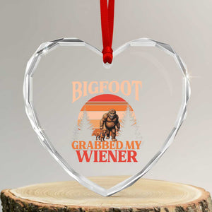 Bigfoot Grabbed My Wiener Heart Crystal Glass Ornament Funny Dachshund Lover Gift TS12 Transparent Glass 3'' Heart Print Your Wear
