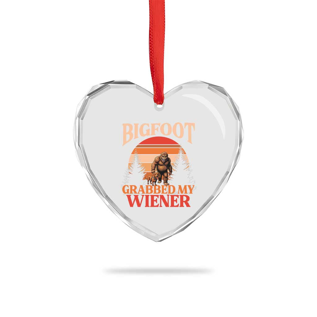 Bigfoot Grabbed My Wiener Heart Crystal Glass Ornament Funny Dachshund Lover Gift TS12 Print Your Wear