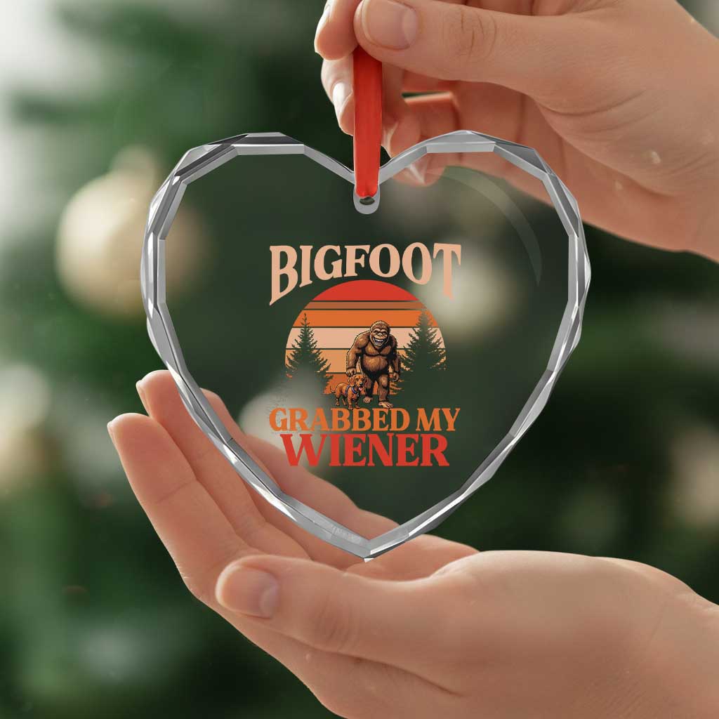 Bigfoot Grabbed My Wiener Heart Crystal Glass Ornament Funny Dachshund Lover Gift TS12 Print Your Wear