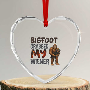 Bigfoot Grabbed My Wiener Heart Crystal Glass Ornament Funny Dog Lover Gift TS12 Transparent Glass 3'' Heart Print Your Wear