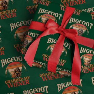 Bigfoot Grabbed My Wiener Wrapping Paper Roll Funny Dachshund Lover Gift TS12 Green Print Your Wear