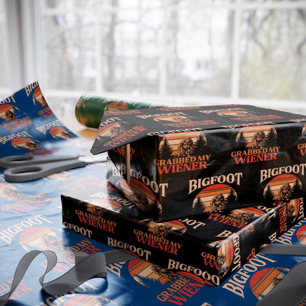 Bigfoot Grabbed My Wiener Wrapping Paper Roll Funny Dachshund Lover Gift TS12 Black Print Your Wear