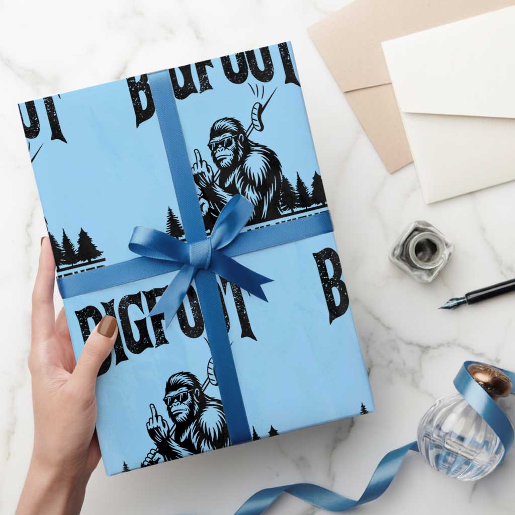 Bigfoot Grabbed My Wiener Wrapping Paper Roll Funny Sasquatch Camping TS14 Light Blue Print Your Wear