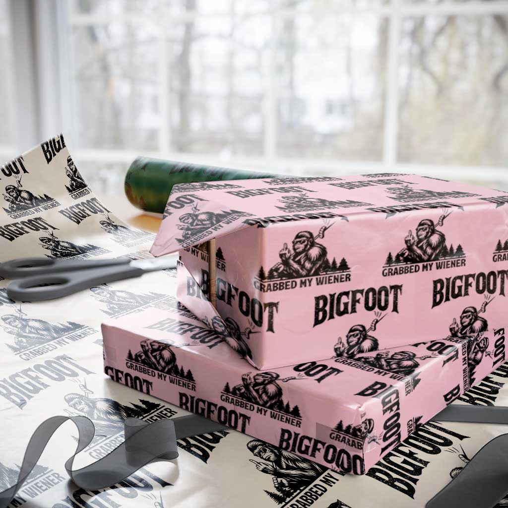 Bigfoot Grabbed My Wiener Wrapping Paper Roll Funny Sasquatch Camping TS14 Light Pink Print Your Wear