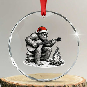 Bigfoot Guitar Christmas Crystal Glass Ornament Sasquatch Guitarist Music Xmas TS14 Transparent Glass 3'' Circle Print Your Wear
