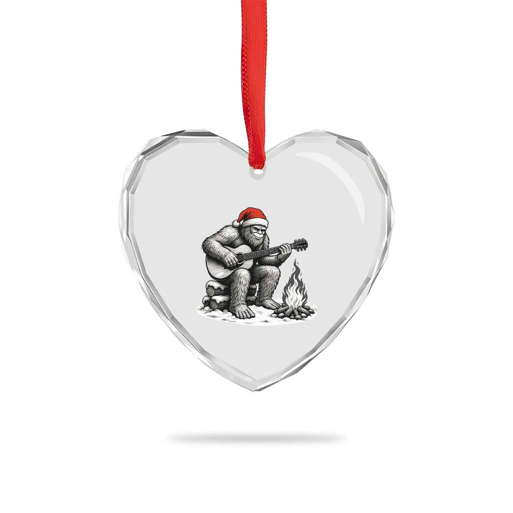 Bigfoot Guitar Christmas Heart Crystal Glass Ornament Sasquatch Guitarist Music Xmas TS14 Print Your Wear