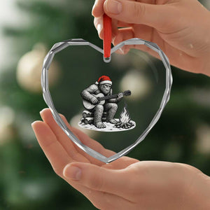 Bigfoot Guitar Christmas Heart Crystal Glass Ornament Sasquatch Guitarist Music Xmas TS14 Print Your Wear