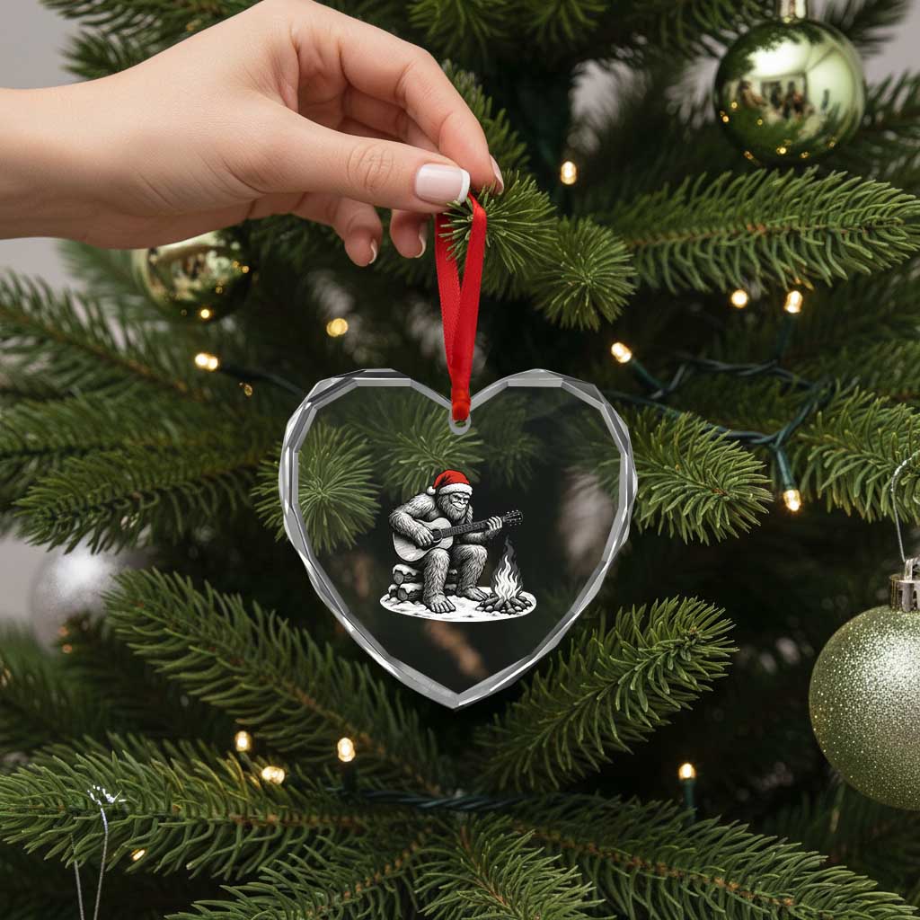 Bigfoot Guitar Christmas Heart Crystal Glass Ornament Sasquatch Guitarist Music Xmas TS14 Print Your Wear