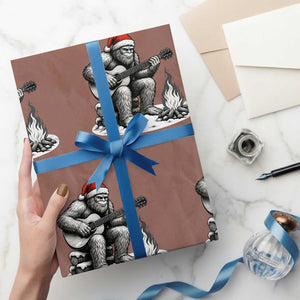 Bigfoot Guitar Xmas Wrapping Paper Roll Sasquatch Guitarist Music Xmas TS14 Mocha Print Your Wear