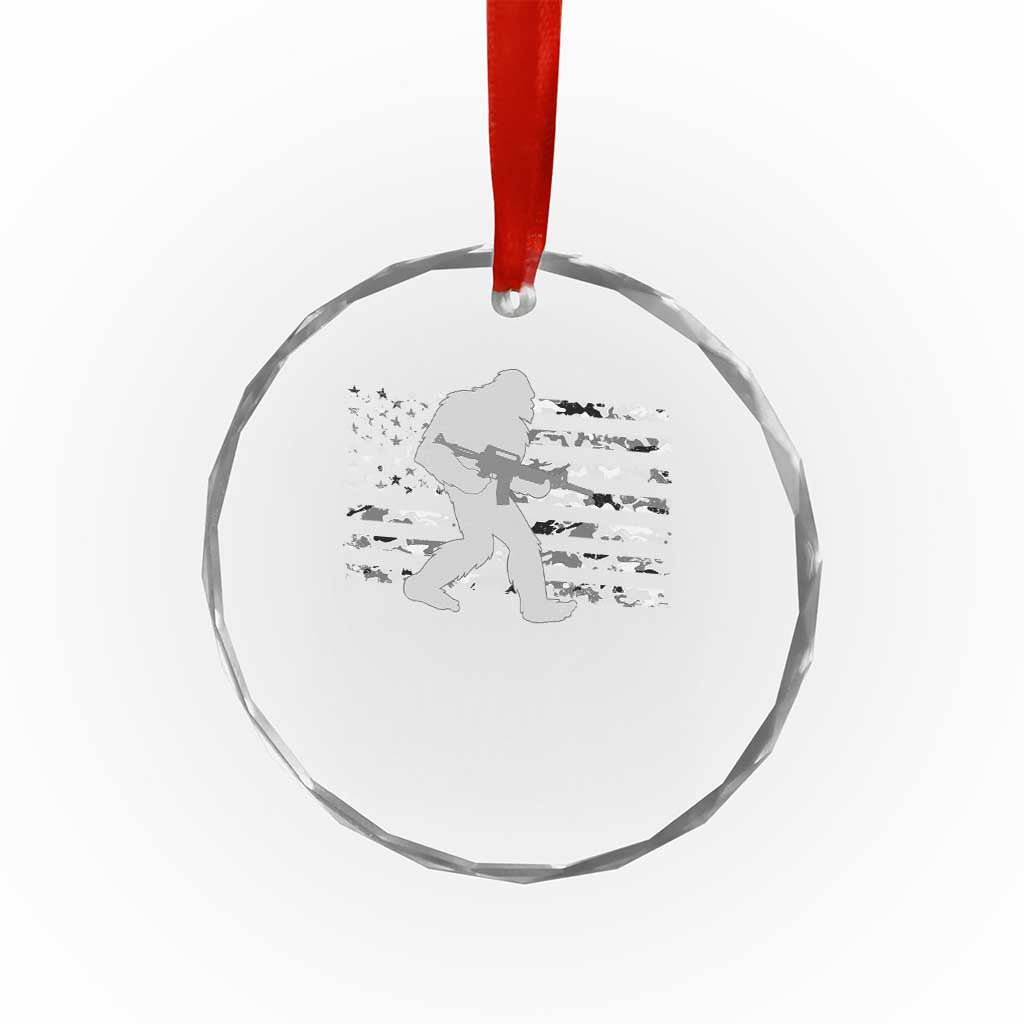 Bigfoot Gun Owner Crystal Glass Ornament Camo US American Flag Sasquatch Rifle TS10 Print Your Wear