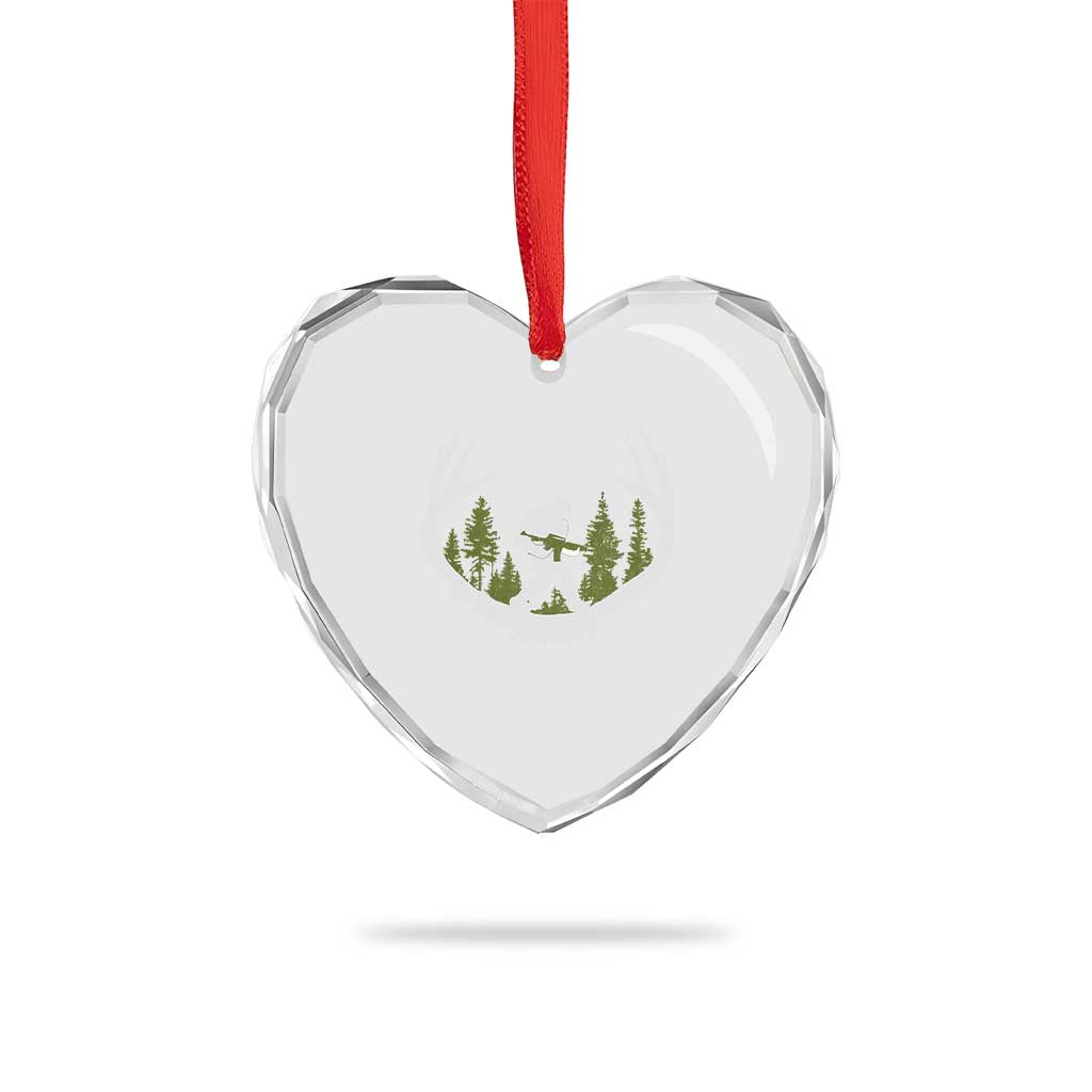 Bigfoot Gun Owner Heart Crystal Glass Ornament Retro Deer Hunting Sasquatch Hunter Dad TS10 Print Your Wear