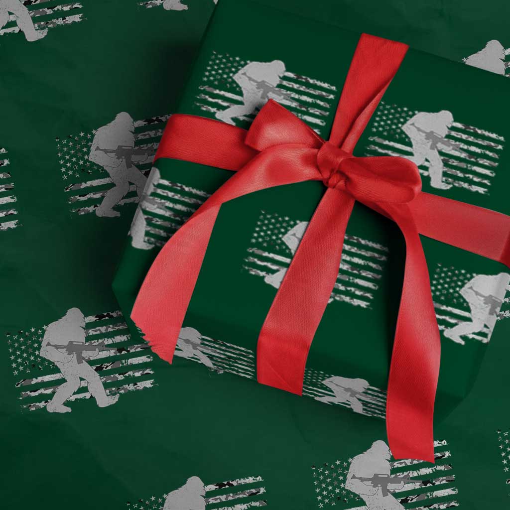 Bigfoot Gun Owner Wrapping Paper Roll Camo US American Flag Sasquatch Rifle TS10 Green Print Your Wear