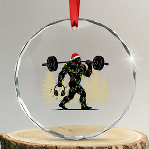 Bigfoot Gym Christmas Crystal Glass Ornament Funny Sasquatch Bodybuilding Weightlifting TS14 Transparent Glass 3'' Circle Print Your Wear
