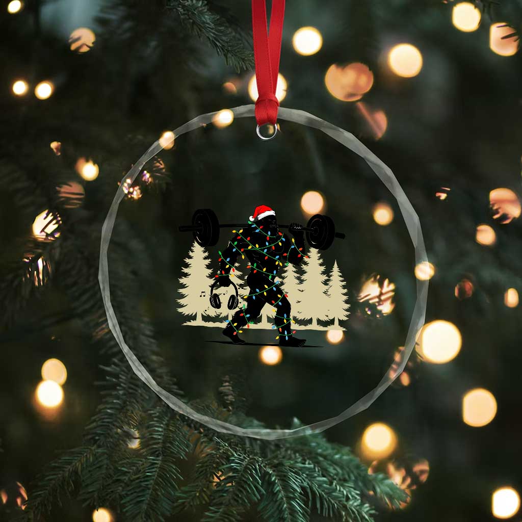 Bigfoot Gym Christmas Crystal Glass Ornament Funny Sasquatch Bodybuilding Weightlifting TS14 Print Your Wear